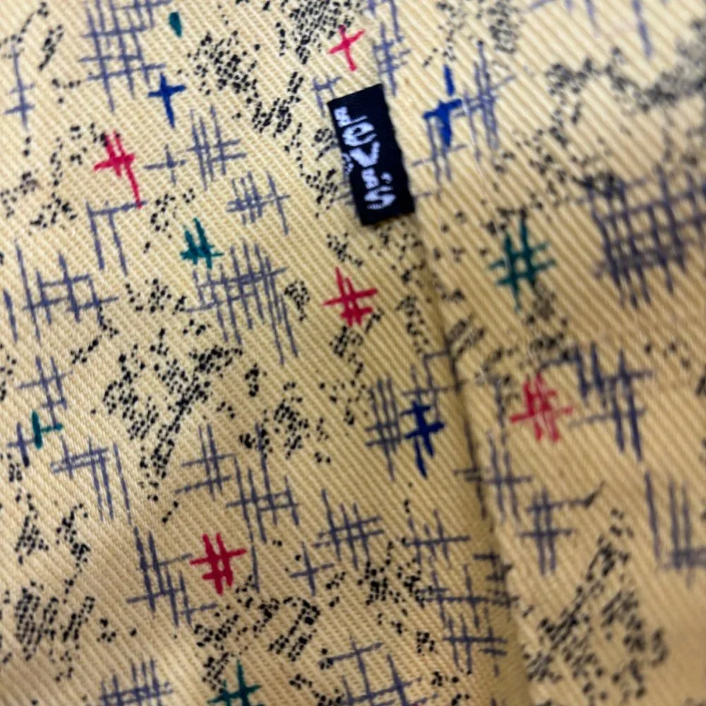 * Rare Vintage 505 Black Label Yellow mod print Jeans 38